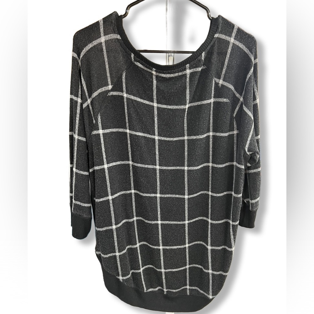 Women's Black and White Grid Sweater